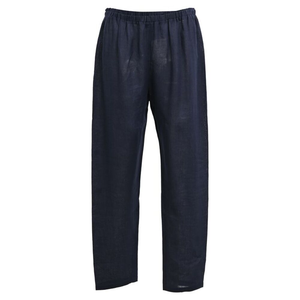 Mansur Gavriel Drawstring Straight Leg Pants in Navy Blue Linen